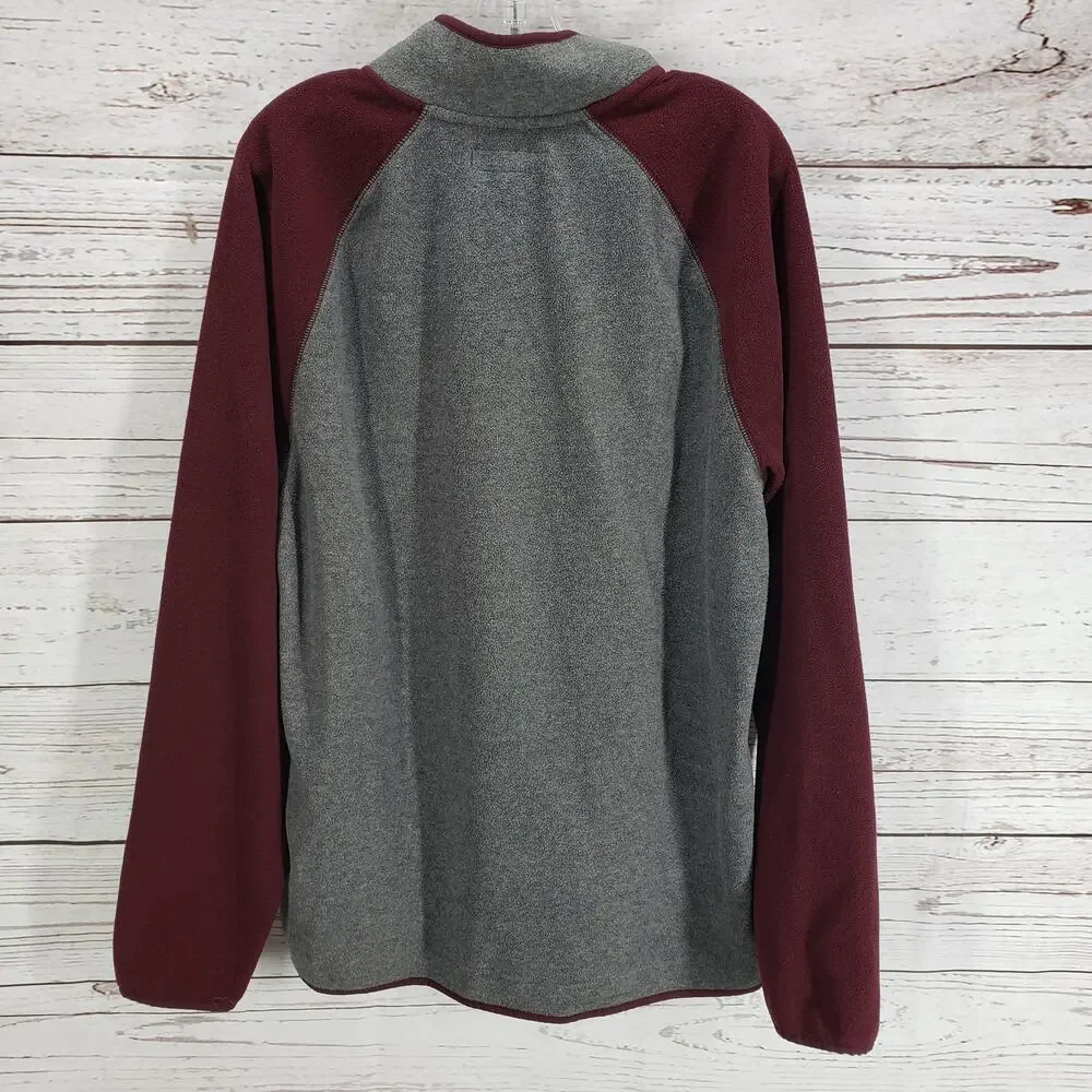 Aeropostale Men's Maroon Gray 1/4 Zip Fleece Sweatshirt1 Jacket Size XL